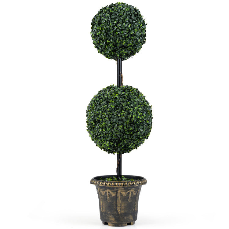 3 FT Artificial Boxwood Topiary Tree Double Ball Shrubs