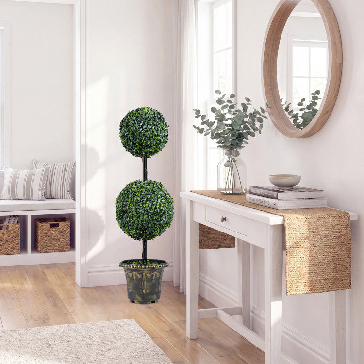 3 FT Artificial Boxwood Topiary Tree Double Ball Shrubs
