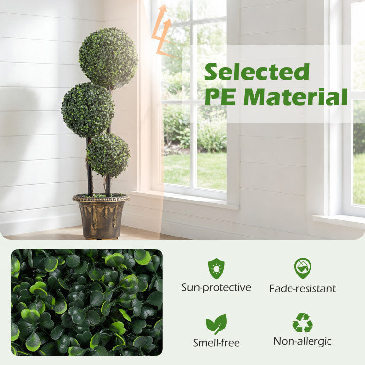 3 FT Artificial Boxwood Topiary Tree Double Ball Shrubs