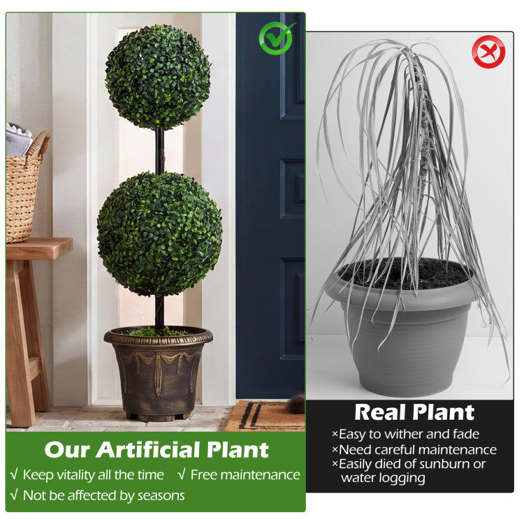 3 FT Artificial Boxwood Topiary Tree Double Ball Shrubs