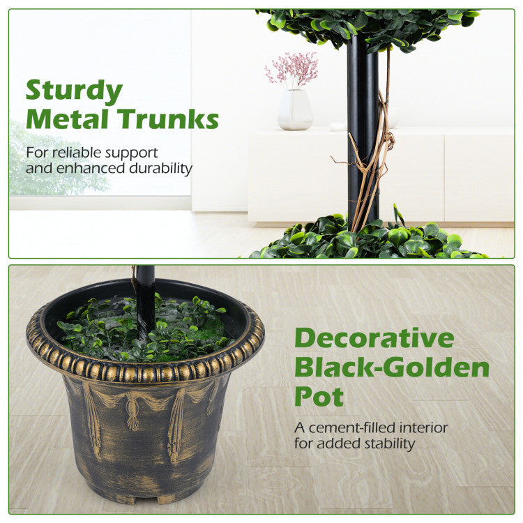 3 FT Artificial Boxwood Topiary Tree Double Ball Shrubs