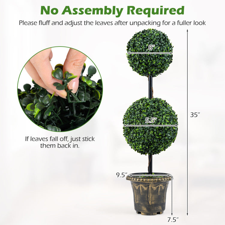 3 FT Artificial Boxwood Topiary Tree Double Ball Shrubs