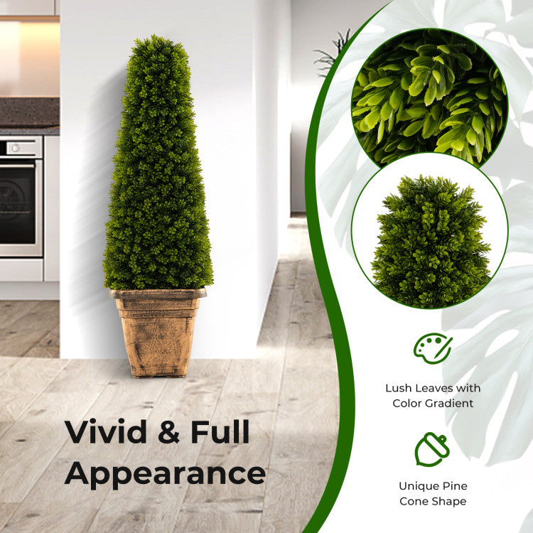 3 Feet Artificial Boxwood Topiary Tree with Cement Flowerpot