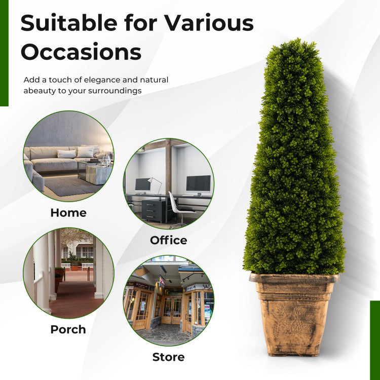 3 Feet Artificial Boxwood Topiary Tree with Cement Flowerpot
