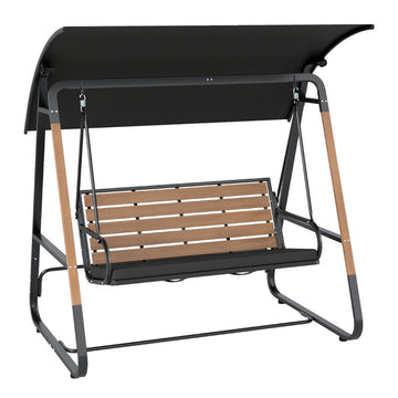 3-Person Porch Swing, Outdoor Swing with Adjustable Canopy