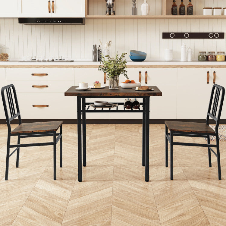 3-Piece Dining Table Set with Rectangular Kitchen Table and 2 Chairs