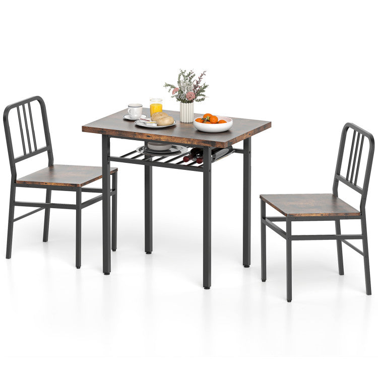 3-Piece Dining Table Set with Rectangular Kitchen Table and 2 Chairs