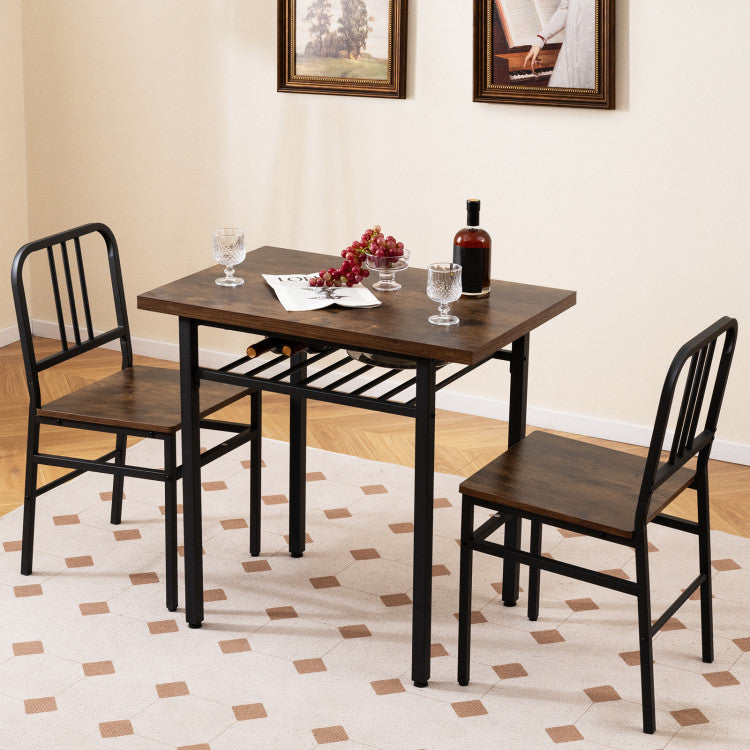 3-Piece Dining Table Set with Rectangular Kitchen Table and 2 Chairs