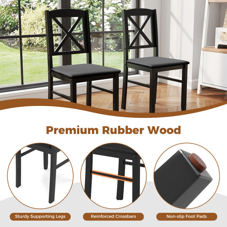 3-Piece Dining Table Set Wooden Square Kitchen Table for 2 People