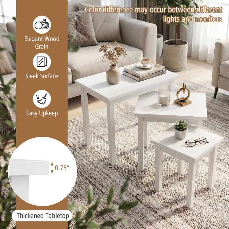 3-Piece Farmhouse Rectangle Side Table Set for Living Room