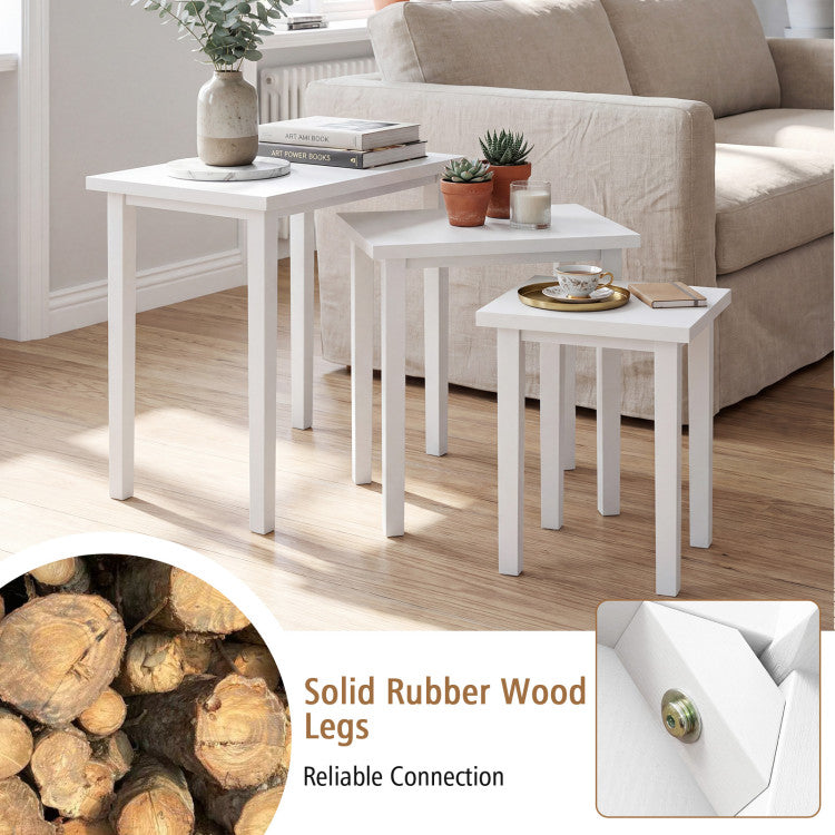 3-Piece Farmhouse Rectangle Side Table Set for Living Room