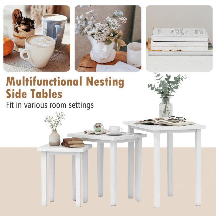 3-Piece Farmhouse Rectangle Side Table Set for Living Room