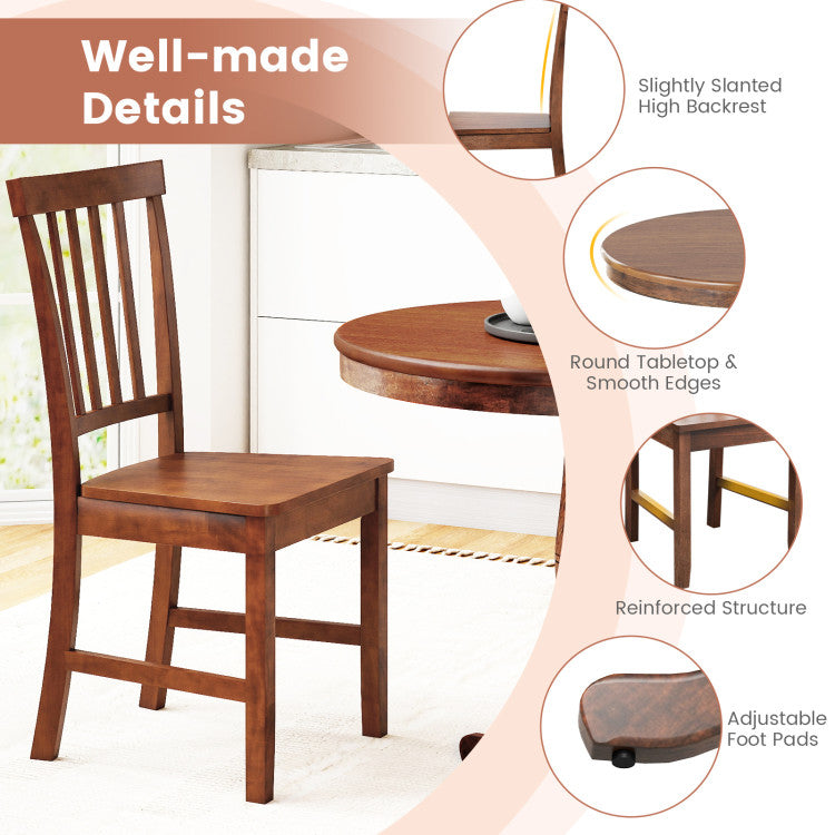 3 Pieces Wooden Dining Table and Chair Set for Cafe Kitchen Living Room