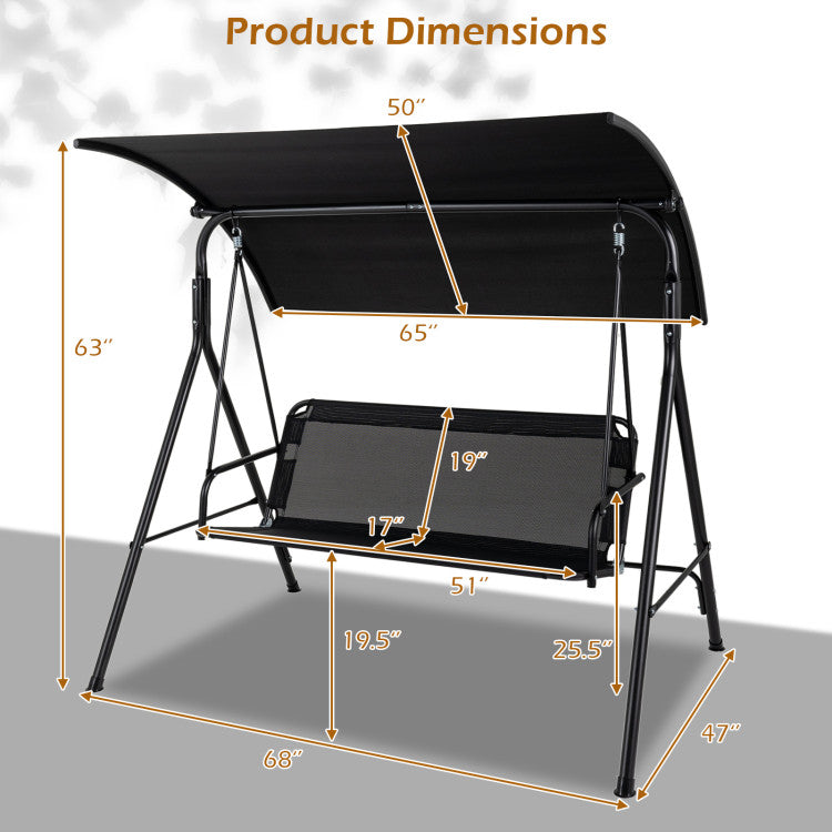 3-Seat Outdoor Patio Swing Chair with Breathable Mesh Fabrics