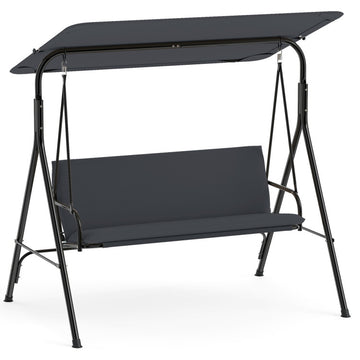3-Seat Outdoor Patio Swing Chair with Adjustable Tilt Canopy and Stand