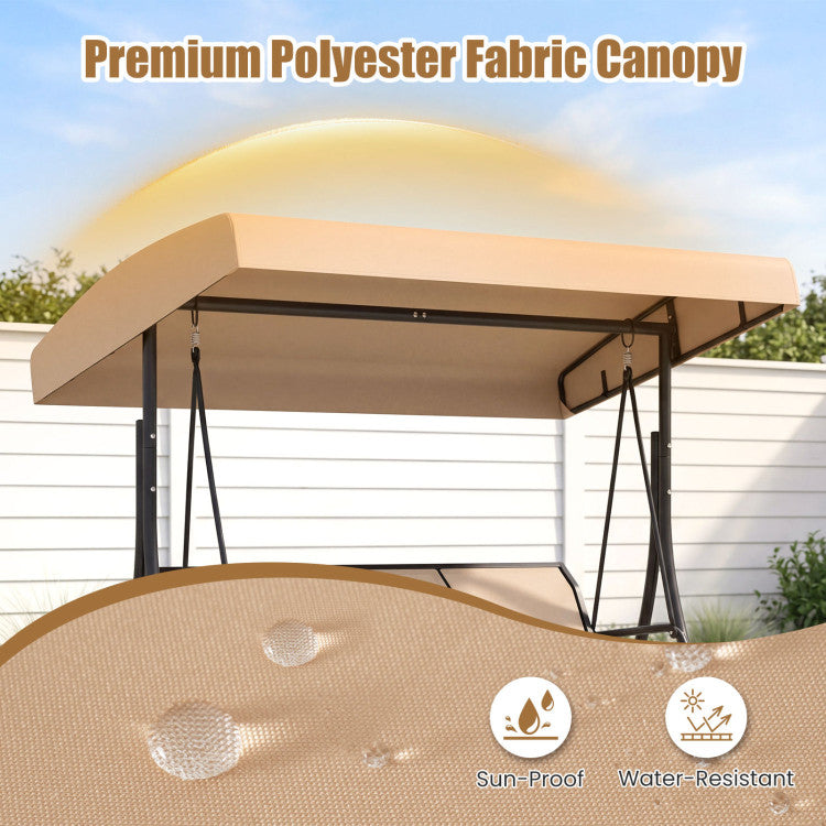 3-Seat Patio Swing Chair with Adjustable Canopy