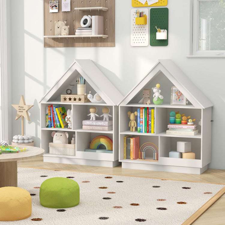 3-Tier House-Shaped Toy Storage Organizer with Open Shelves