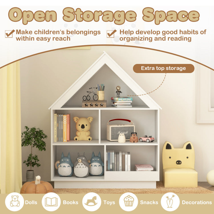 3-Tier House-Shaped Toy Storage Organizer with Open Shelves