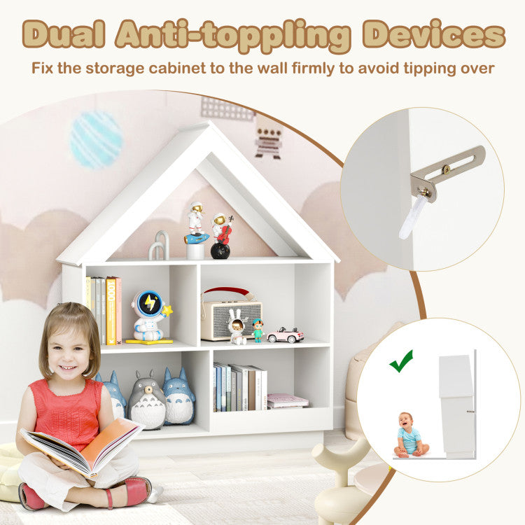 3-Tier House-Shaped Toy Storage Organizer with Open Shelves