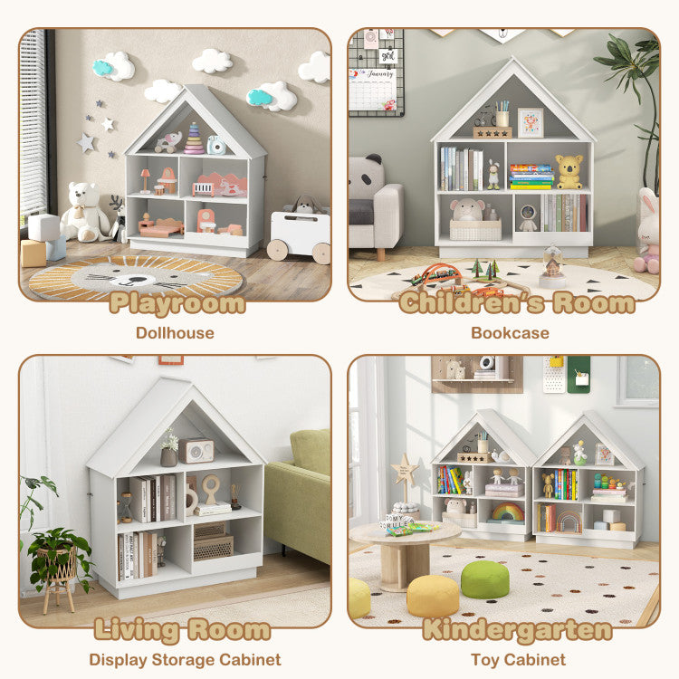 3-Tier House-Shaped Toy Storage Organizer with Open Shelves