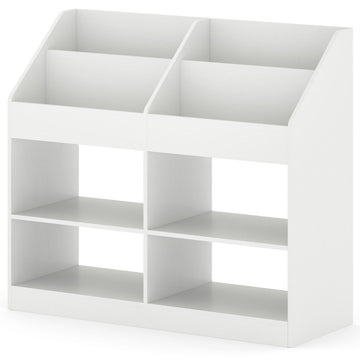 3-Tier Kid's Bookshelf Toy Storage Organizer with Display Rack and 4 Compartments