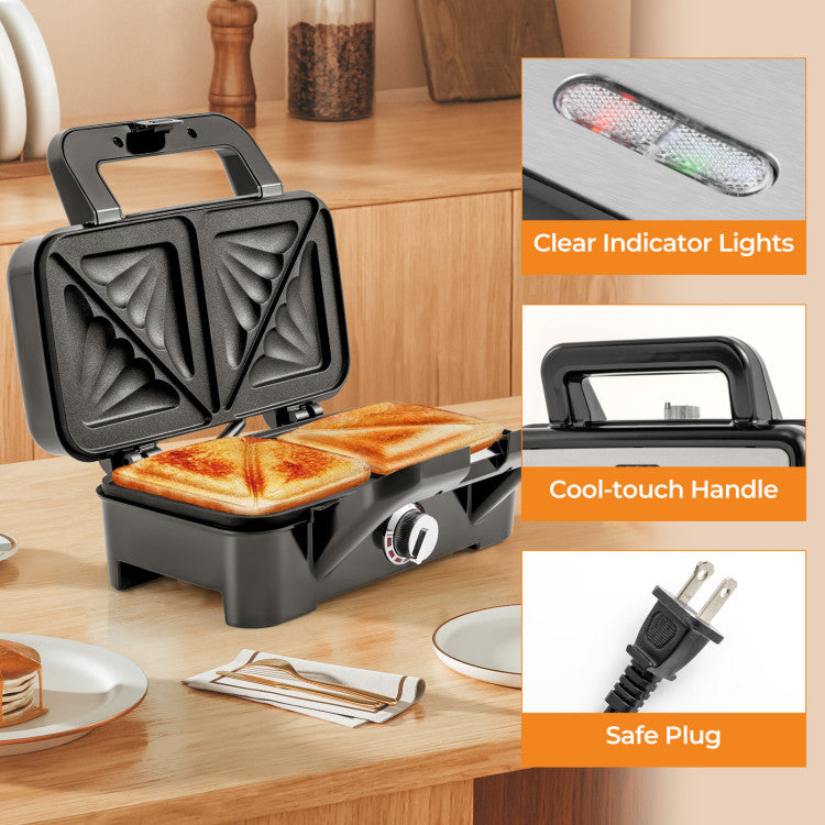 3-in-1 1082W Sandwich Maker with Removable Non-Stick Plates