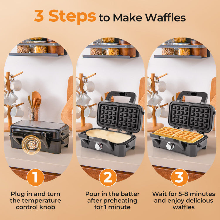3-in-1 1082W Sandwich Maker with Removable Non-Stick Plates