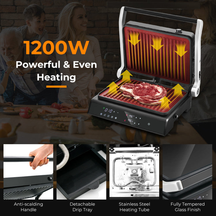 3 in 1 Indoor Electric Panini Press Grill with LED Display