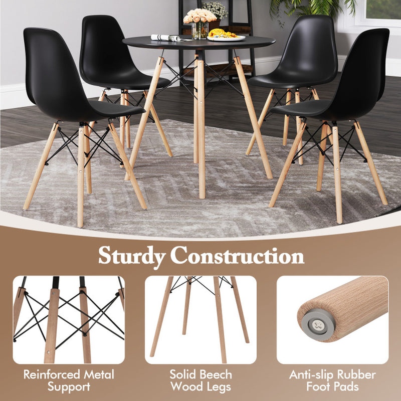 5 Pieces Dining Table Set with Solid Wood Leg