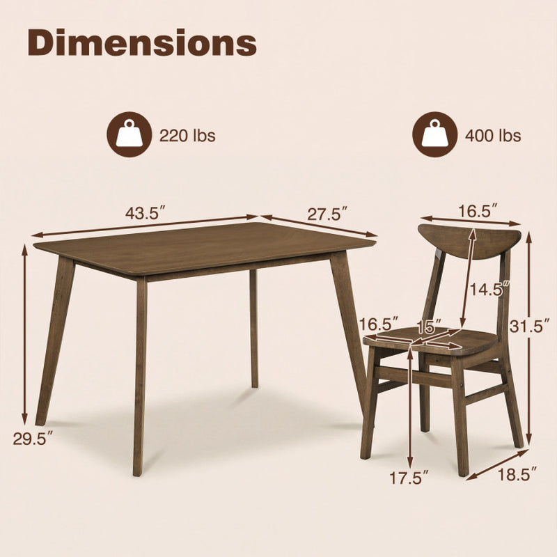 5-Piece Solid Wood Dining Table Set for Small Space
