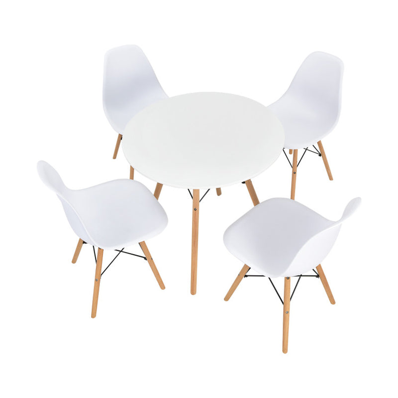 5 Pieces Dining Table Set with Solid Wood Leg