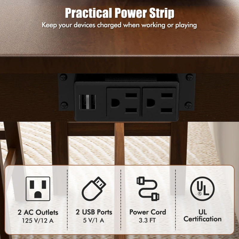 4-Piece Bar Table Set Counter-Height Table and 3 PVC Leather Upholstered Bar Stools