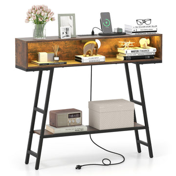 40" Console Table with Charging Station and LED Lights