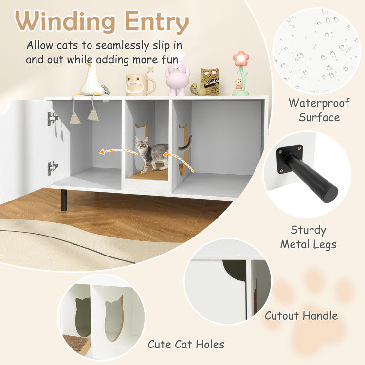 40 Inch Cat Litter Box Enclosure for 2 Cats Hidden Cat Washroom