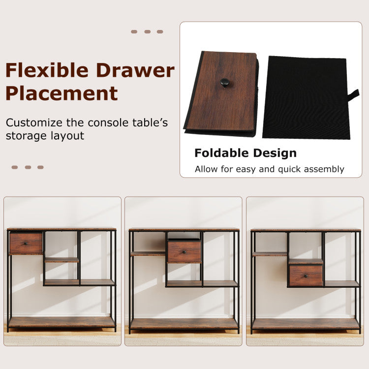 40 Inch Console Table Behind Sofa Couch with Storage
