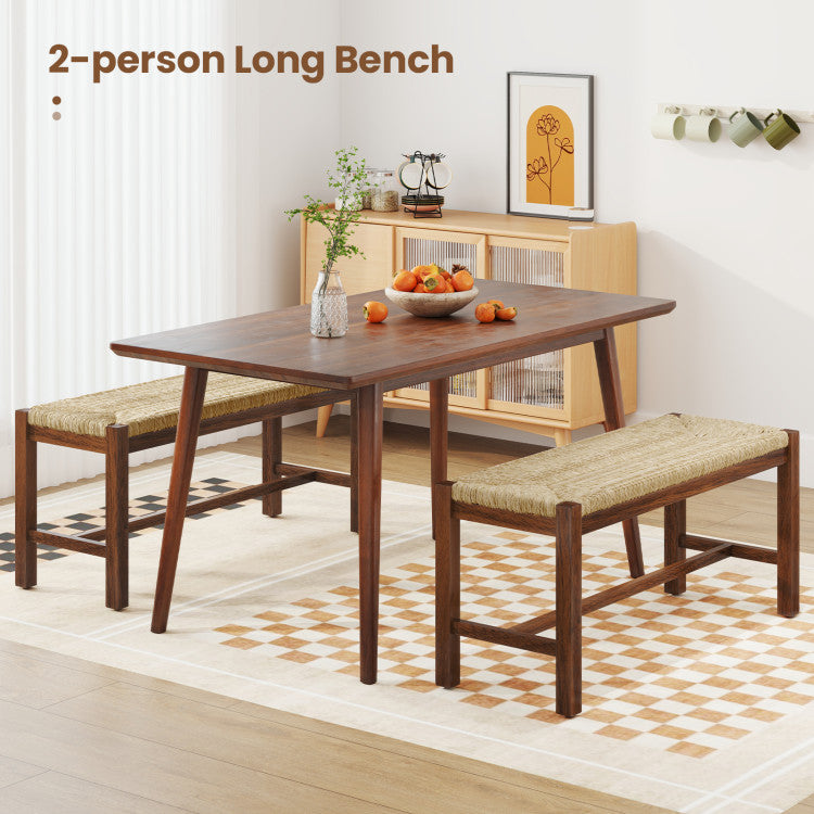 40 Inch Long Wood Bench with Solid Rubber Wood Frame