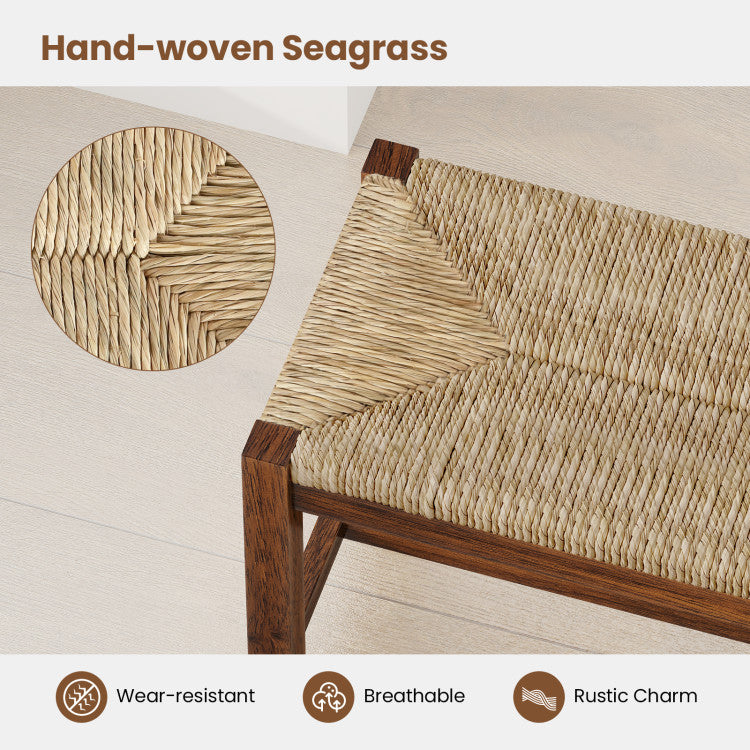 40 Inch Long Wood Bench with Solid Rubber Wood Frame