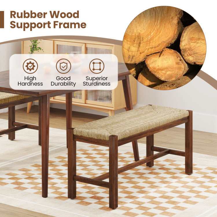 40 Inch Long Wood Bench with Solid Rubber Wood Frame