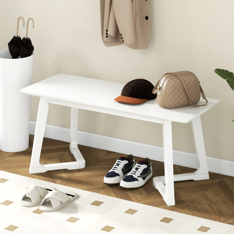 42 Inch Modern Entryway Bench Long Dining Bench with Rubber Wood Legs