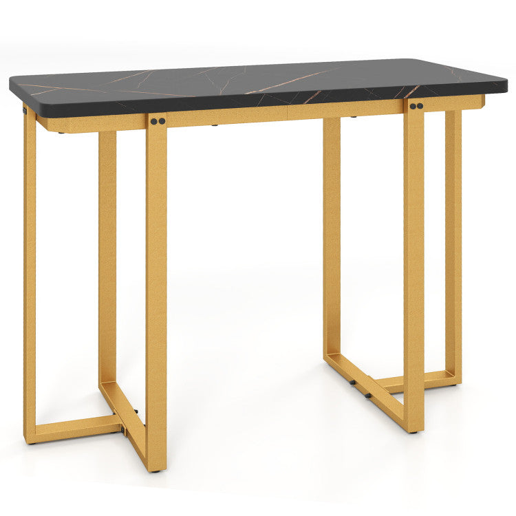 42 Inches Modern Faux Marble Entryway Table with Geometric Metal Frame
