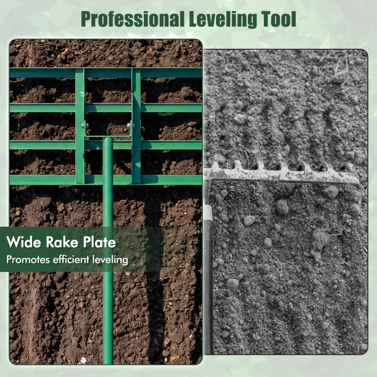 42 x 10 Inch Lawn Leveling Rake with Ergonomic Handle
