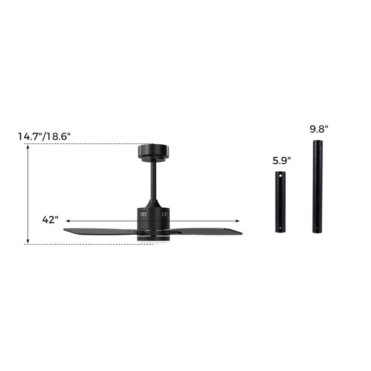 42inch Ceiling Fan with Light and Remote 3CCT LED with Memory 4H Timer 6 Speeds