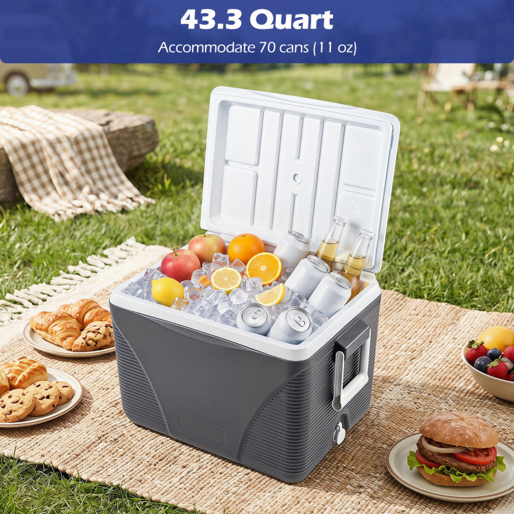 43.3 Quart Portable Hard Coolerwith Handles and 4 Cup Holders