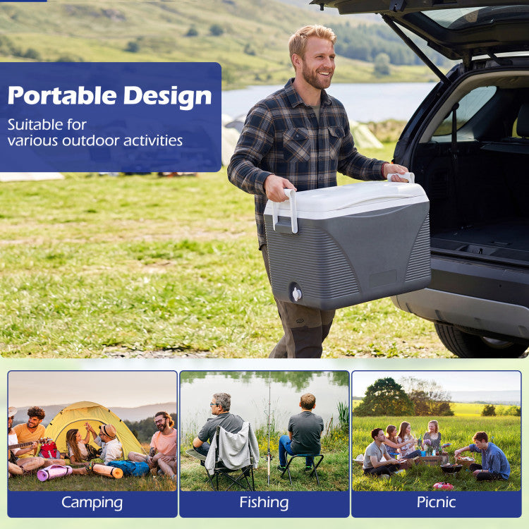 43.3 Quart Portable Hard Coolerwith Handles and 4 Cup Holders
