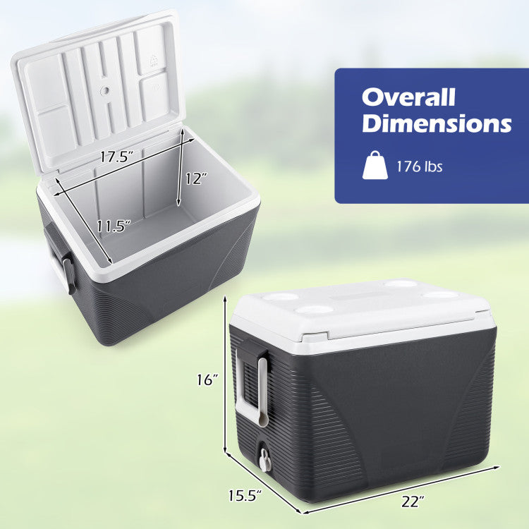 43.3 Quart Portable Hard Coolerwith Handles and 4 Cup Holders