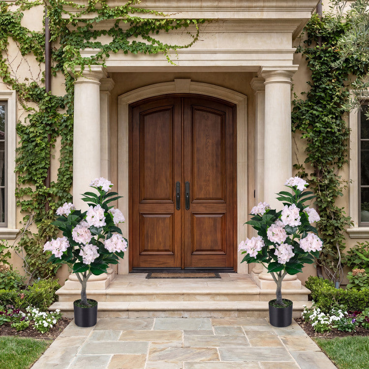 43.5" Artificial Hydrangea Tree 2 Pack