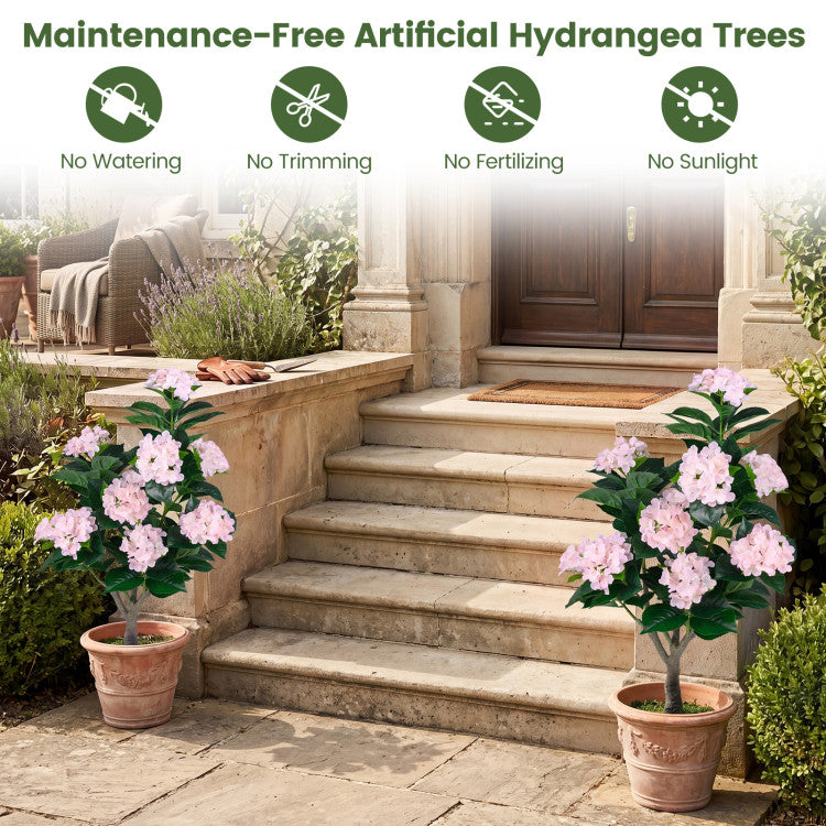 43.5" Artificial Hydrangea Tree 2 Pack