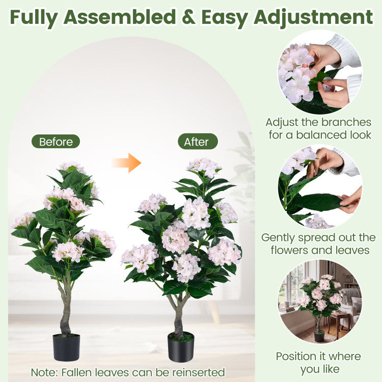 43.5" Artificial Hydrangea Tree 2 Pack