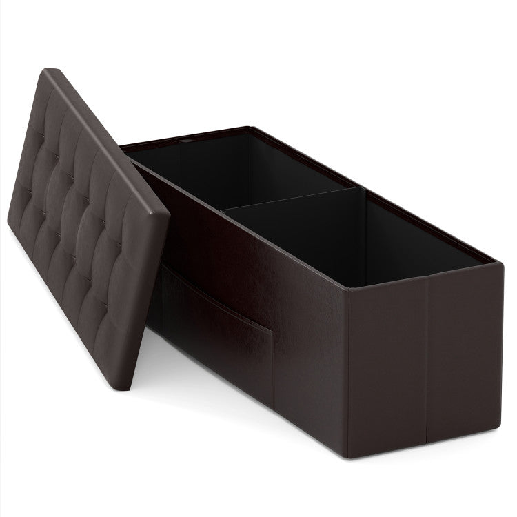 43 Inches Folding Storage Ottoman Bench Foot Rest Stool End of Bed Bench