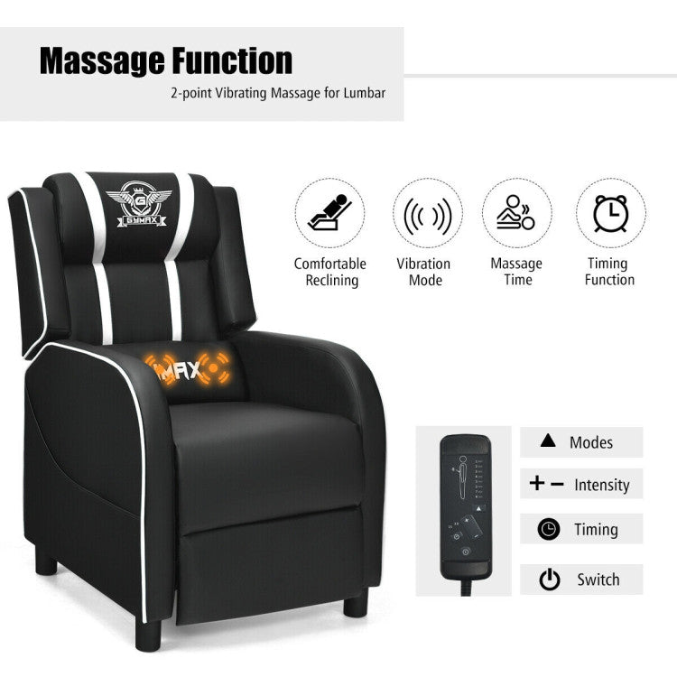 Massage Gaming Recliner PU Leather Chair with Footrest